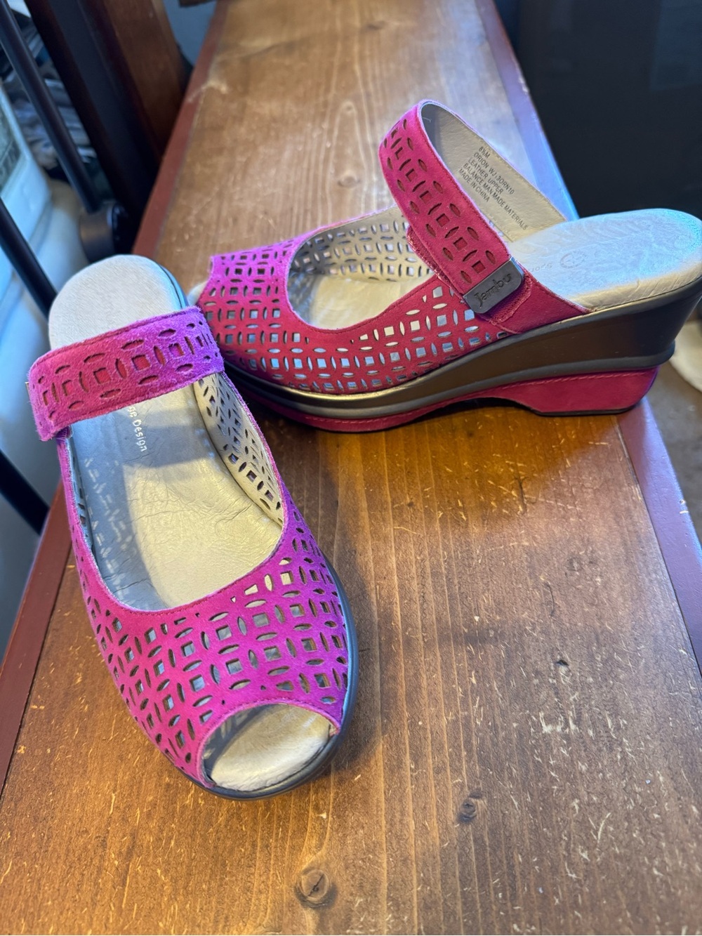Jambu Orion Fuchsia Women’s Open-Toe Slingback Wedge Sandals - Fuchsia Pink
